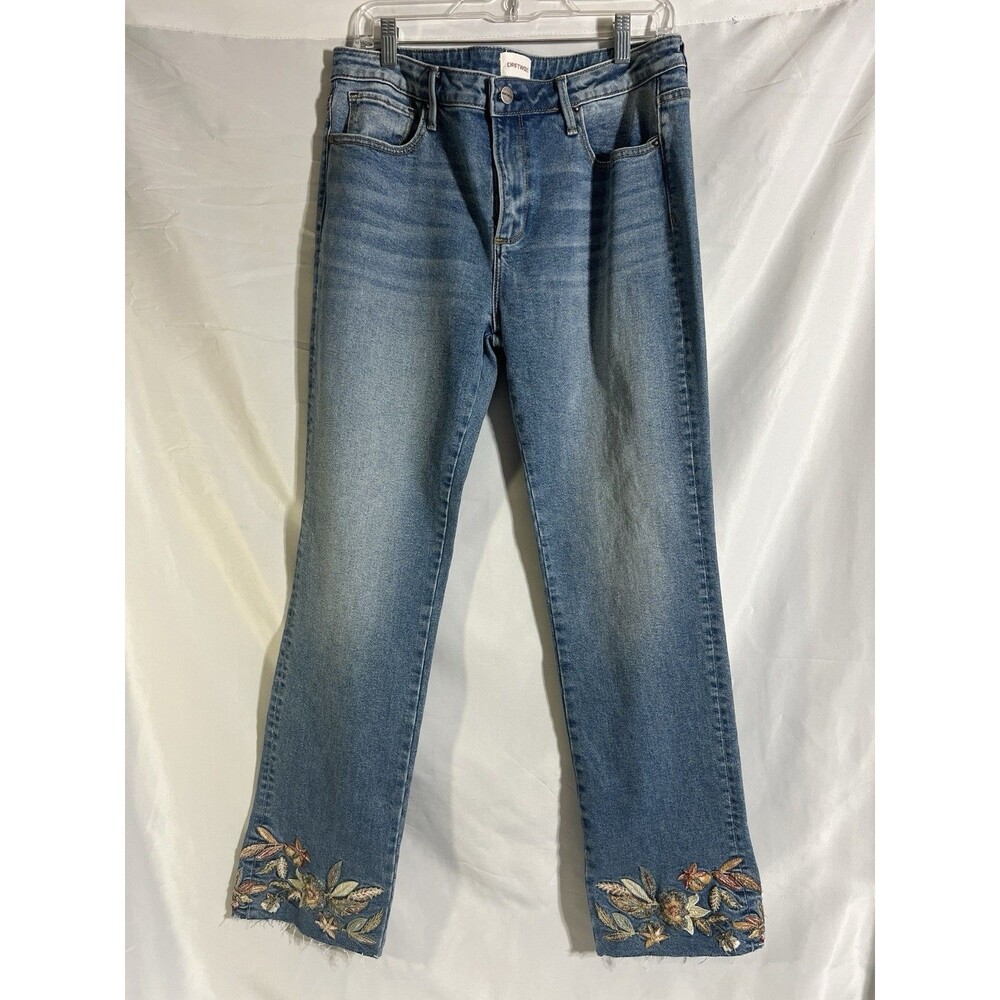 Driftwood Colette Jeans Woman's 32 Floral Embroidery Mid-Rise Cropped Boho